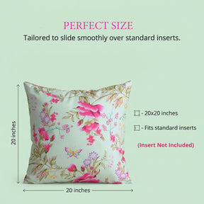 Floral printed throw pillow cover from CC-9701-A-4, 20x20 inches, featuring colorful floral design and fabric texture.