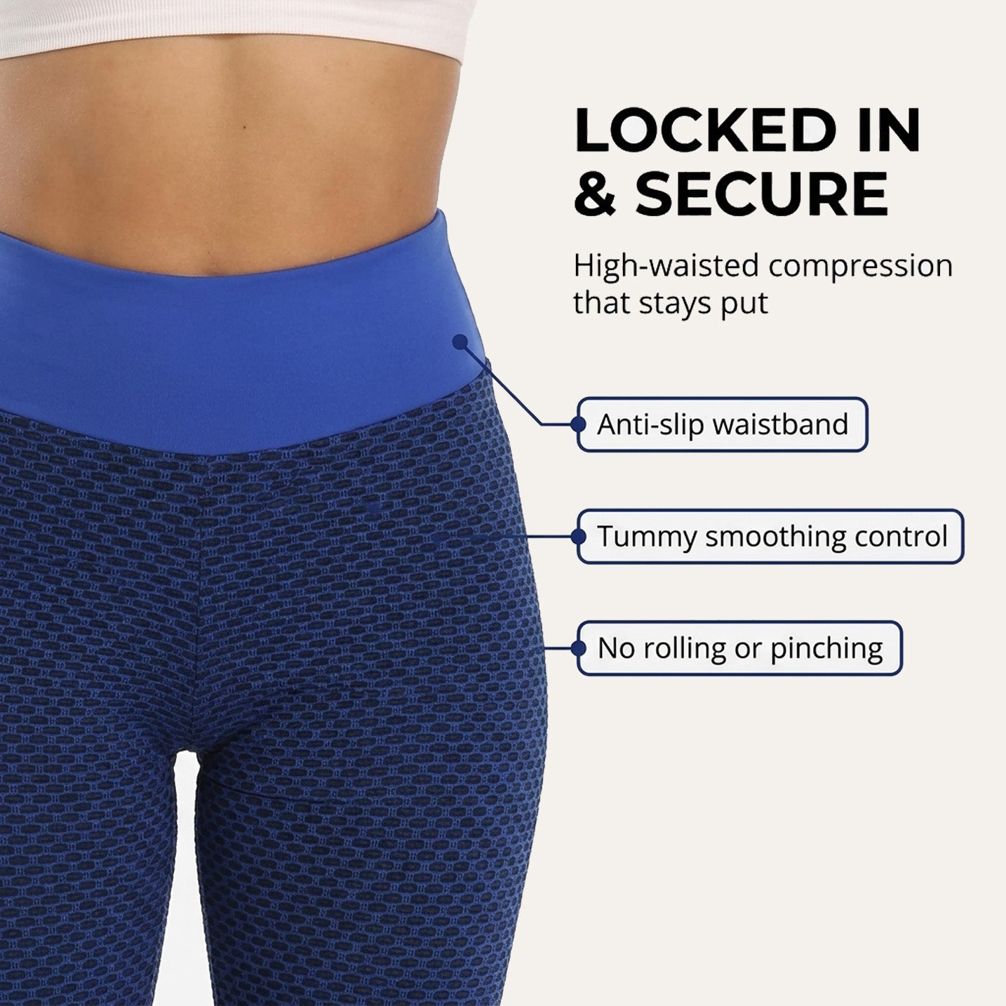 High Waist Capri Leggings, Yogazen Blue Tummy Control, Squat-Proof