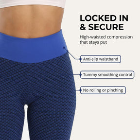 High Waist Capri Leggings, Yogazen Blue Tummy Control, Squat-Proof