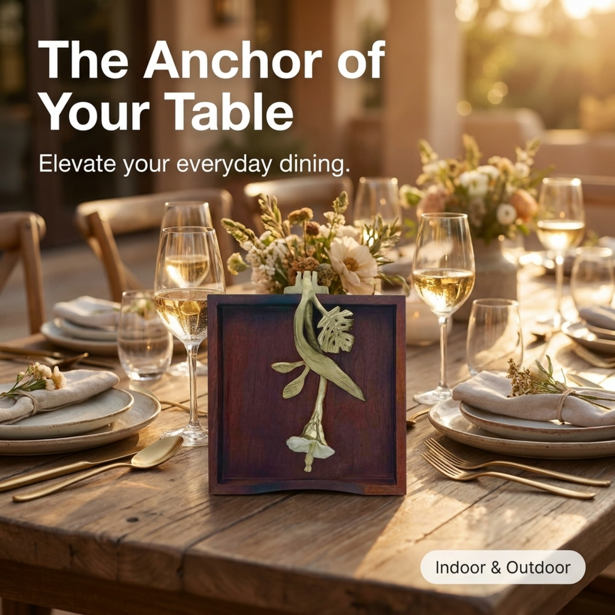 Wooden Napkin Holder – Gold Finish Ornament