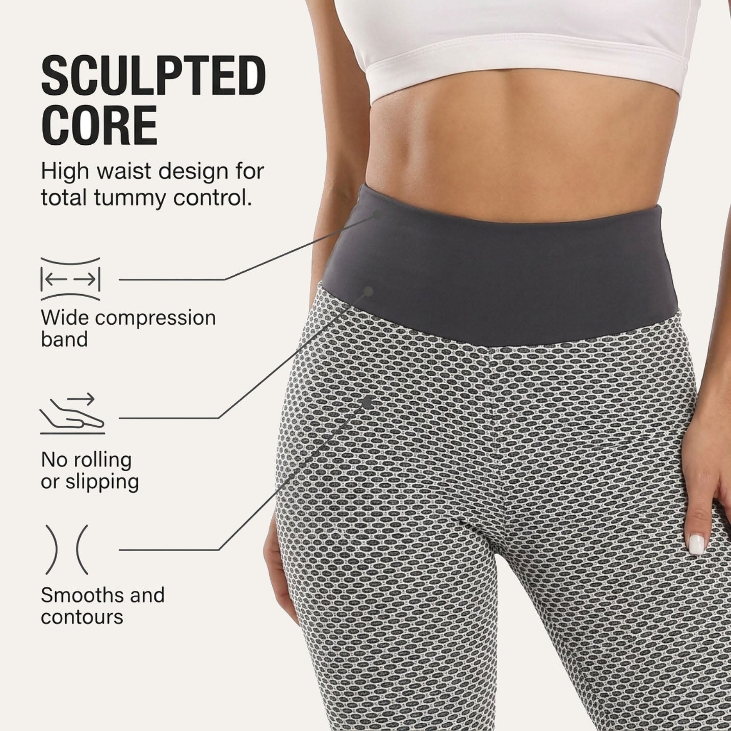 High Waist Capri Leggings, Gray, Tummy Control Yoga Workout Wear