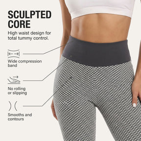 High Waist Capri Leggings, Gray, Tummy Control Yoga Workout Wear