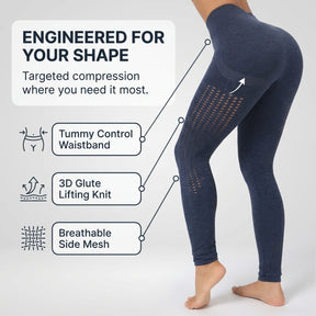 Yogazen Women's High-Waist Seamless Leggings – Ruched Butt Tummy-Control Tights