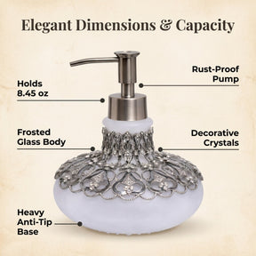 Modern LB 23736D Oriana Grace decorative bathroom lotion dispenser with a sleek design, 9 oz capacity, handmade soap dispenser.