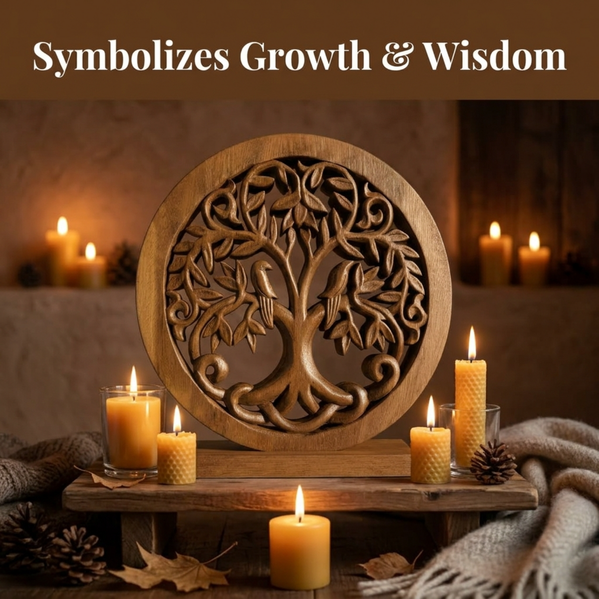 Mauk Tree of Life Wooden Sculpture(Medium) – Hand-Carved Decorative Art | Decozen Luxe, Gift for Mom