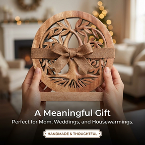 Tree of Life Sculpture – Medium Handcrafted Wooden Art | Acacia Wood Decor