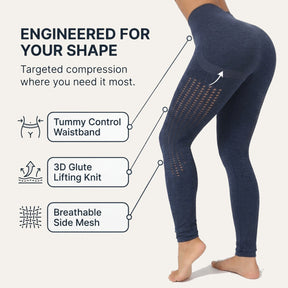 Yogazen Women's High-Waist Seamless Leggings – Navy Blue