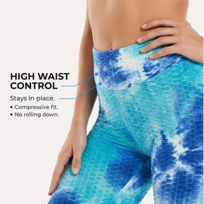 Yogazen Women's High-Waist Printed Capri Leggings – Blue