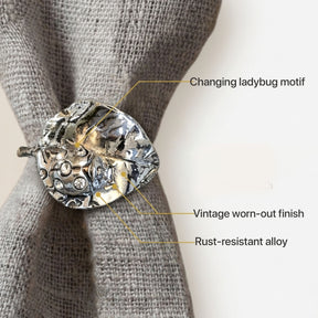 Napkin Rings in Silver Nickel Finish Ladybug Design - Set of 4