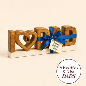 Emmeric Love Dad – Handmade Wooden Sculpture, Decorative Father’s Day Gift