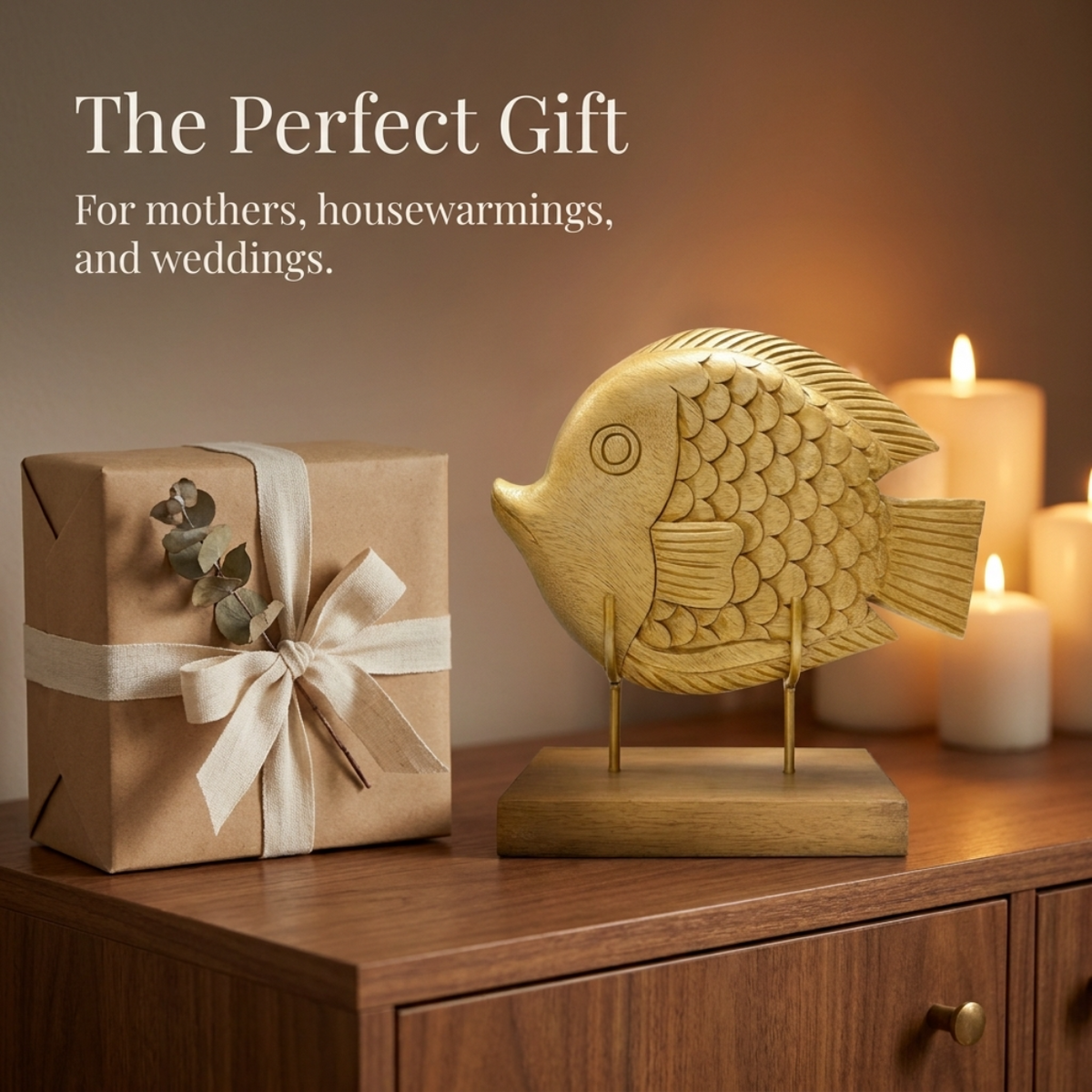 Wooden Fish Sculpture – Ocean Whisper, Acacia Wood