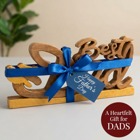 Ellynn Greatest Dad – Hand Carved Wooden Sculpture, Handmade Father’s Day Gift Art