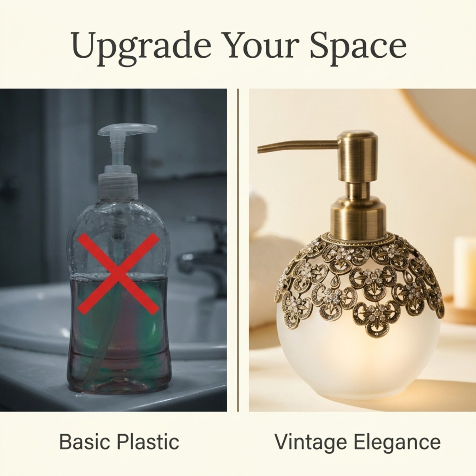 LB 24533 Colette Charm modern decorative bathroom lotion dispenser with handcrafted details, perfect for stylish home decor.