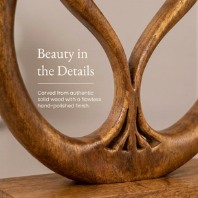 a wooden sculpture with intricate carvings, showcasing the craftsmanship and attention to detail in its design.