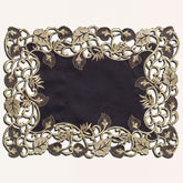 Set of four Midnight Gold black and gold placemats from RIZ-001-PM Tarantino Collection, 12x18 inch, elegant dining décor.