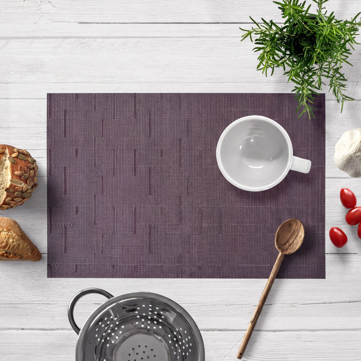 Set of four PVC placemats for dining table, durable and easy to clean, by brand 81972.