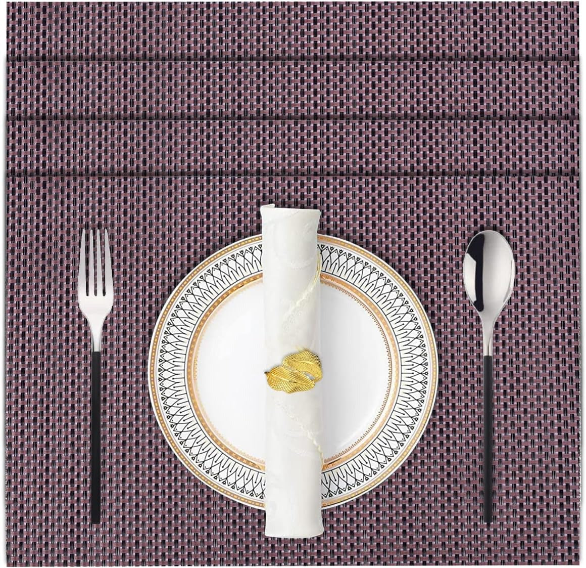 Decozen Placemats - Table Protector for Kitchen Decor Scratch Heat Resistant Placemats Washable Wipeable Indoor Outdoor Home Decor Table Place Mats Vinyl PVC 18x12 Inches - Brown - Decozen