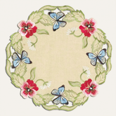 Set of four beige Sandy Dune table doilies from RIZ-007-DL Maliana Collection, 15-inch elegant dining table décor.