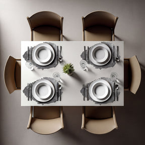 Set of 6 leaf cut out vinyl placemats by AMF033-SLV, decorative and durable tableware for stylish dining.
