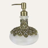 Soap Dispenser Gift – Luxury Frosted Glass Bathroom Lotion Pump with Pewter & Rhinestones