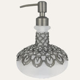 Soap Dispenser – Frosted Glass Bathroom Accessory with Pewter Pump & Rhinestone Details