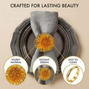 Floral Grace – Napkin Rings in Gold Floral Design, Artistic Decorative Dining Table Accent