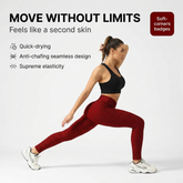 High Waist Leggings, Scrunch Booty, Textured Tummy Control - Grey & Maroon