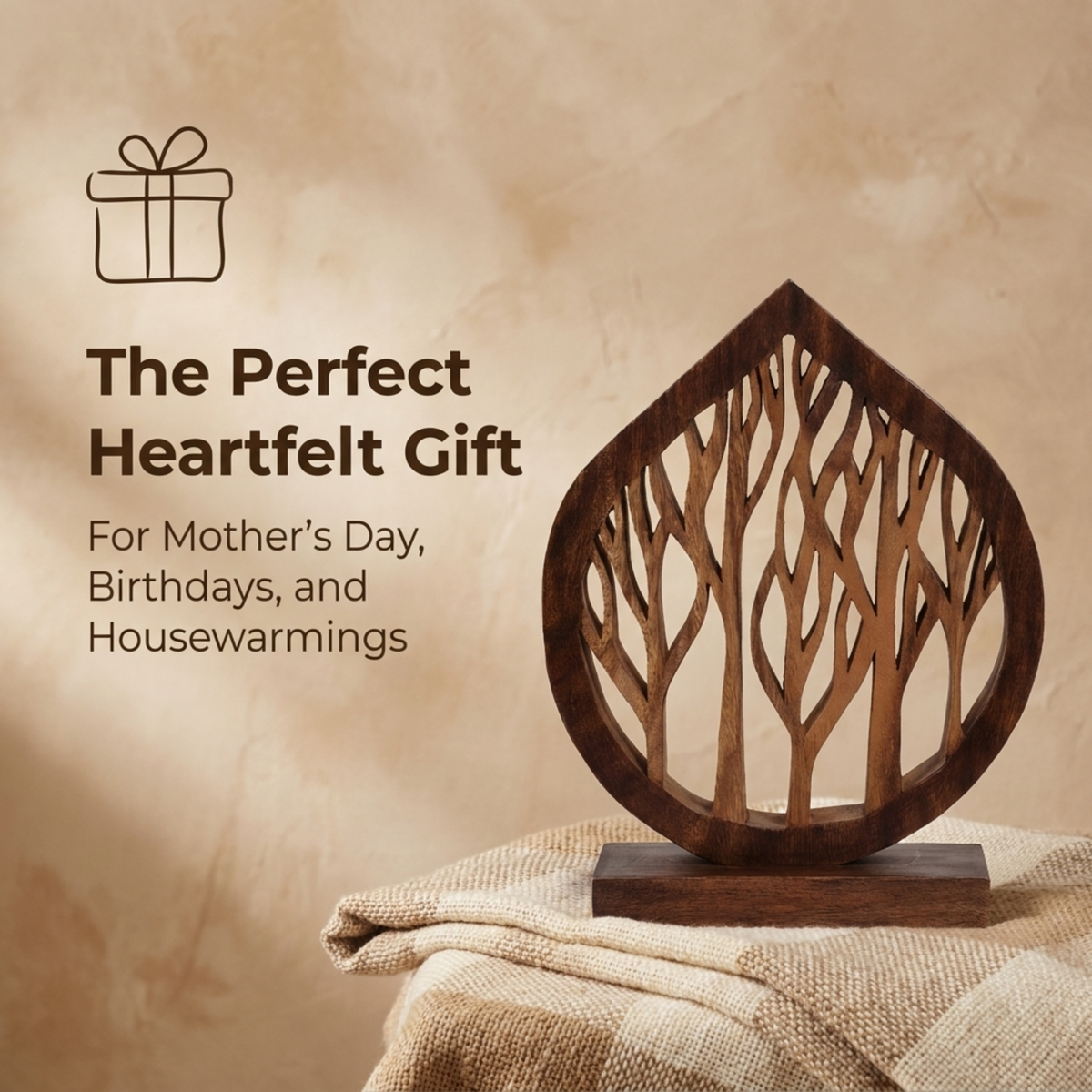 Handmade wooden fortune tree sculpture by PAT006, artistic decorative wooden décor for home accents, perfect gift for mom.