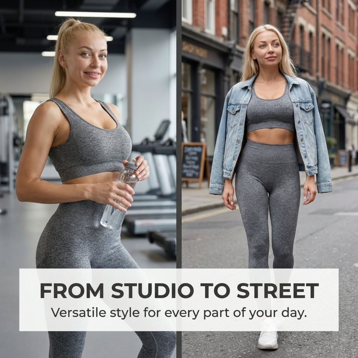 Yogazen Women's Seamless 2-Piece Workout Set – Sports Bra & High-Waist Leggings