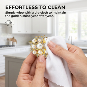Golden Bloom – Napkin Rings in Gold Floral Pearl Design, Elegant Decorative Dining Table Décor