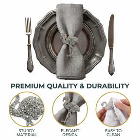 Tropical Charm – Napkin Rings in Silver Flamingo Design, Artistic Decorative Dining Table Accent