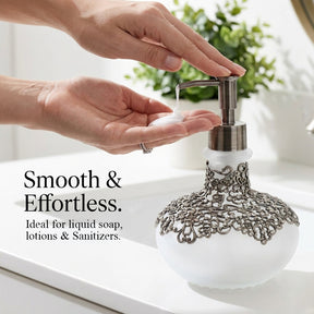 Elegant Haven LB 22725 modern decorative lotion dispenser for bathroom, handcrafted soap dispenser with stylish design.