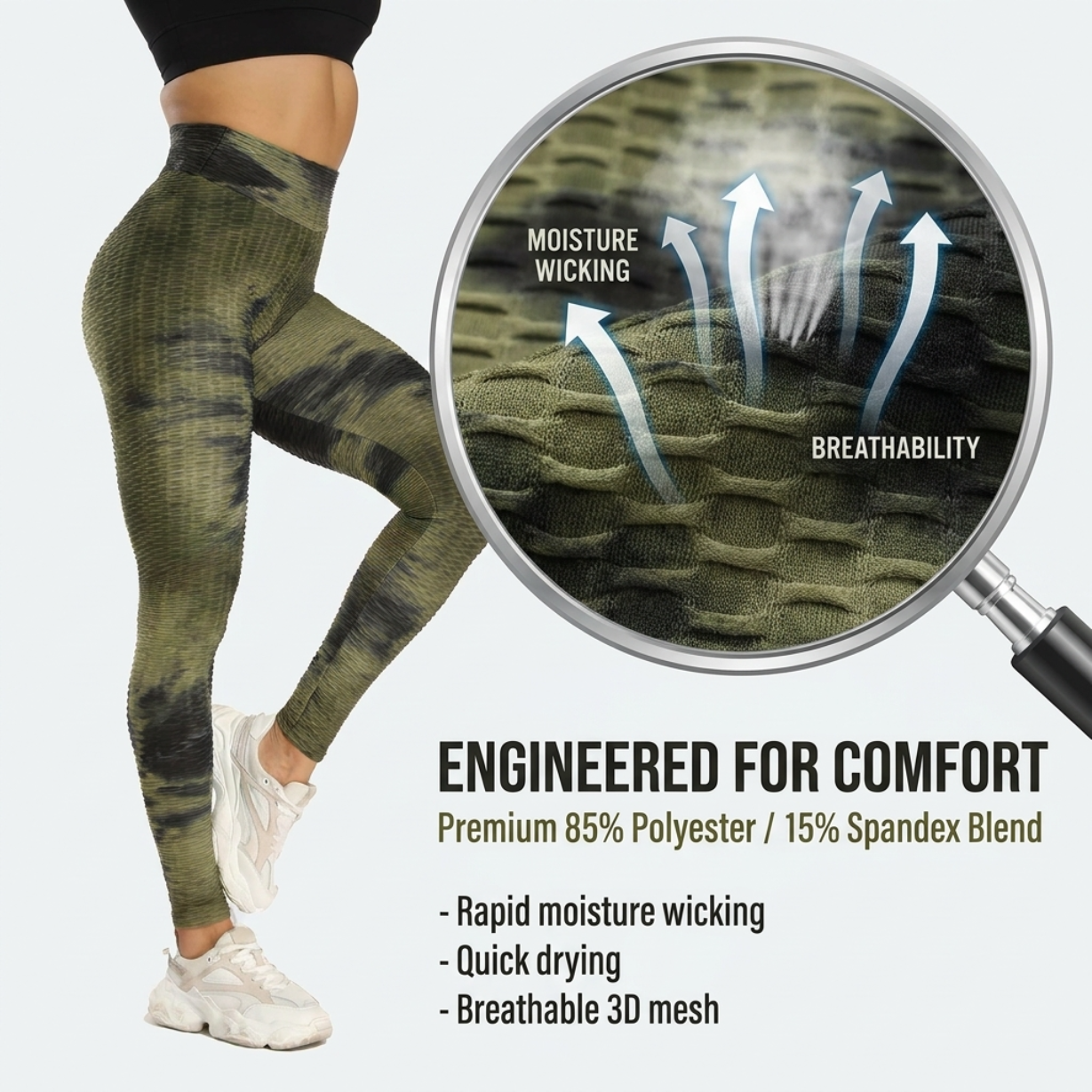 Yogazen Women's High-Waist Capri Leggings – Tummy-Control Yoga Pants (Camo & Brights)