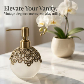 LB 24533 Colette Charm modern decorative bathroom lotion dispenser with handmade soap, stylish gift for mom.