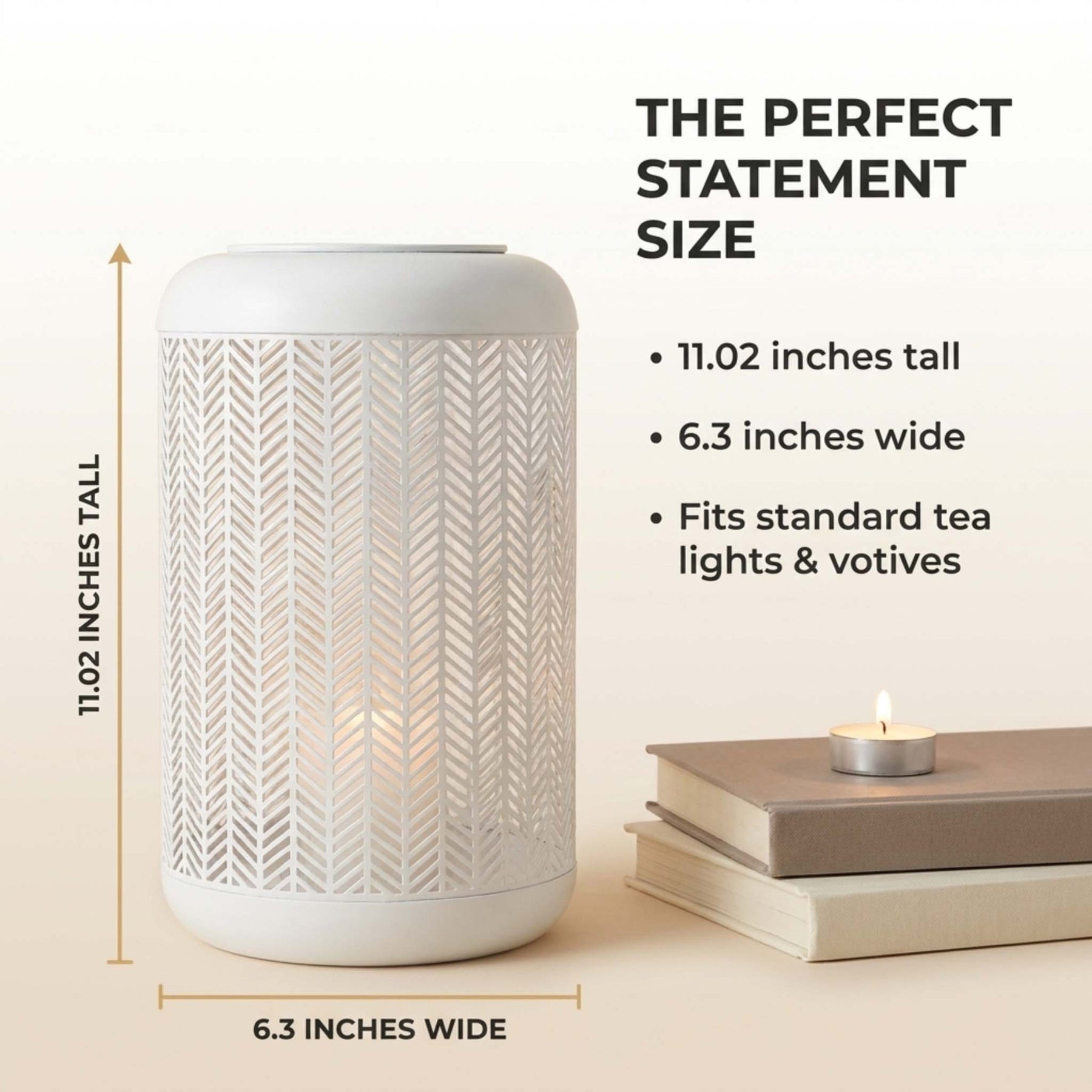 White lattice-pattern glass candle lantern from CA11374-MB, showcasing a decorative lantern with intricate design and candle holder inside.
