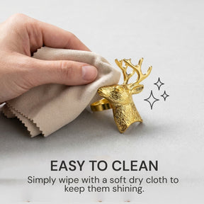 Festive Charm – Napkin Rings in Gold Reindeer Design, Artistic Decorative Dining Table Décor