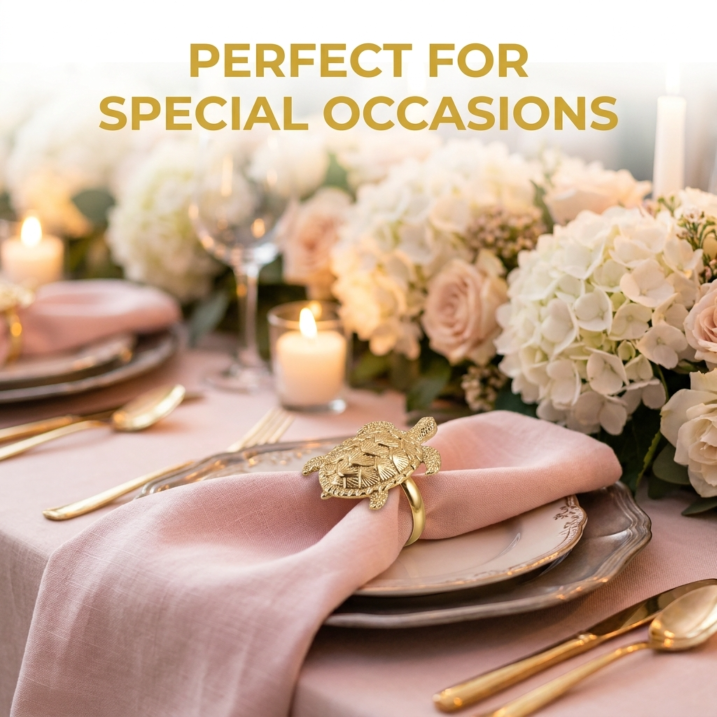 Golden Shell – Napkin Rings in Gold Turtle Design, Elegant Decorative Dining Table Décor