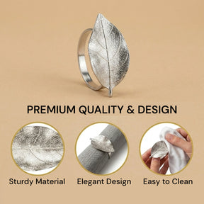 Silver Grace – Napkin Rings in Silver Leaf Design, Elegant Decorative Dining Table Décor