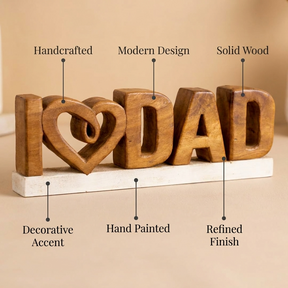 Emmeric Love Dad – Handmade Wooden Sculpture, Decorative Father’s Day Gift