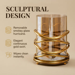 Swirl Candle Holder - Large Bronze Decorative Pillar & Votive Indoor Display