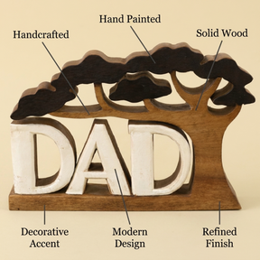 Proud Dad – Hand Carved Wooden Sculpture, Artistic Father’s Day Home Decor
