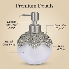 LB24631 Isolde Essence modern decorative bathroom lotion dispenser, 12 oz, handmade soap dispenser with elegant design.