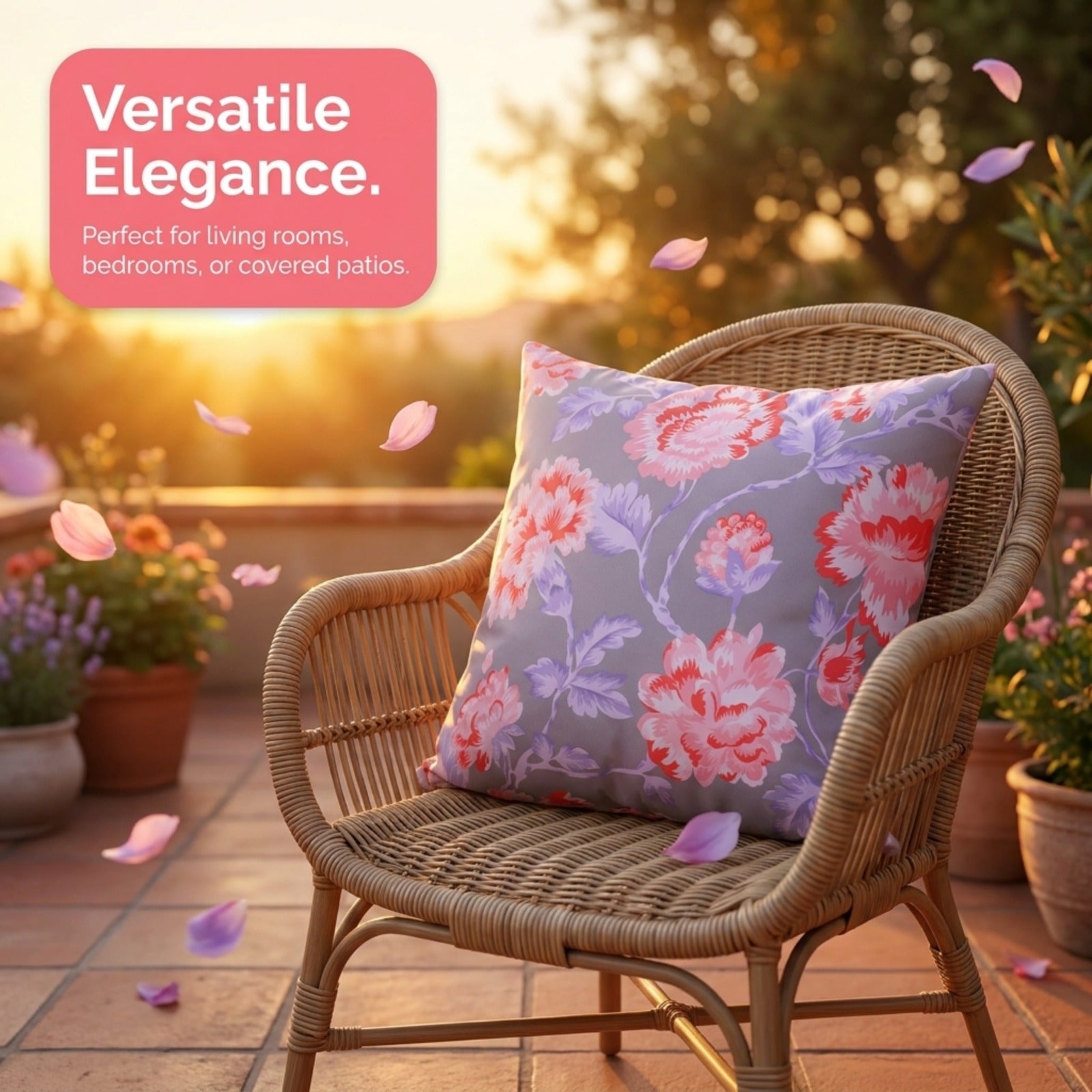 Floral Printed Throw Pillow Covers - 20 x 20 Inches