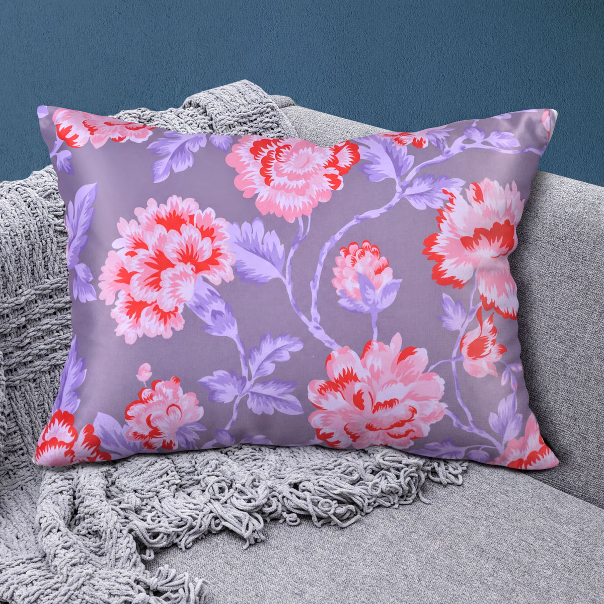 Floral printed throw pillow cover in 14x20 inches, decorative pillow cover with vibrant floral design, brand CC-9694-4