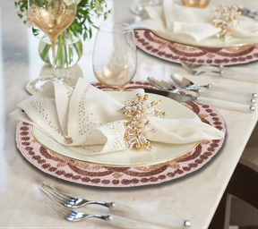 Gold Ivory Beaded Placemats - Set of 2 - Decozen 