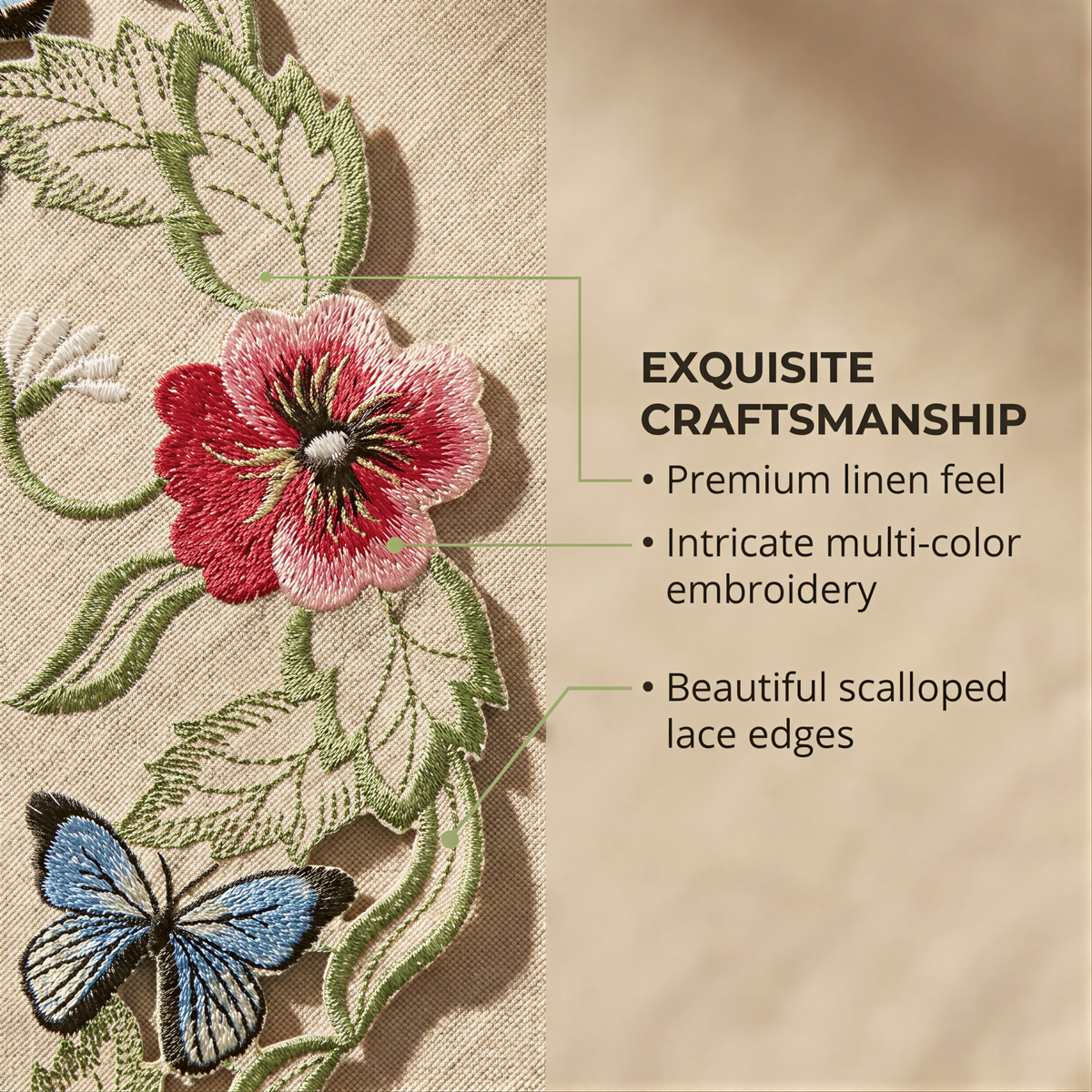 Beige Sandy Dune table doilies from Maliana Collection, 15-inch elegant linen table décor by RIZ-007-DL.