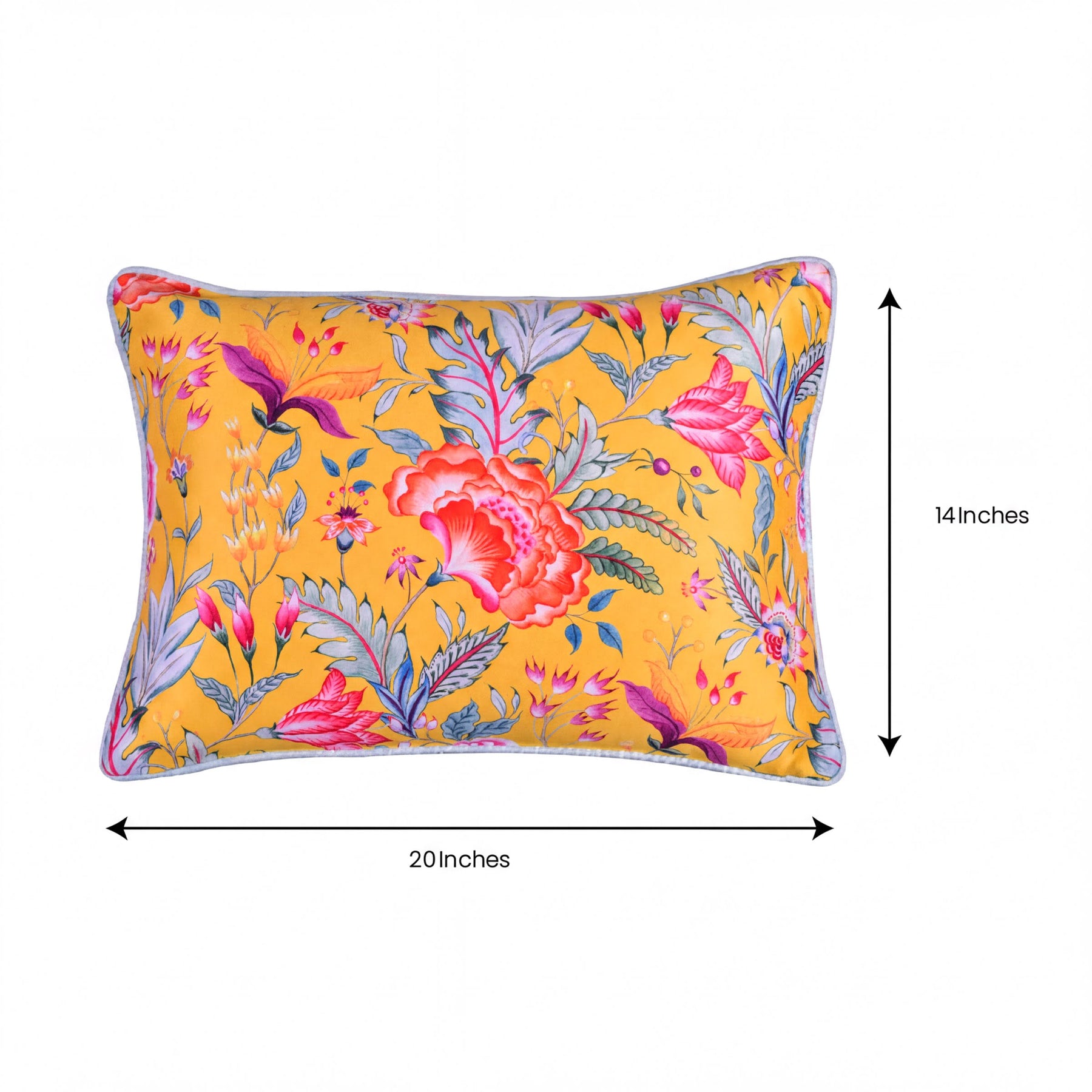 Floral printed throw pillow cover, 14 x 20 inches, in soft fabric with vibrant flower patterns, designed for decorative pillows.
