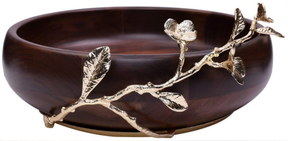 Acacia wood small round bowl by 817038, showcasing natural grain and a smooth finish, perfect for kitchen décor.