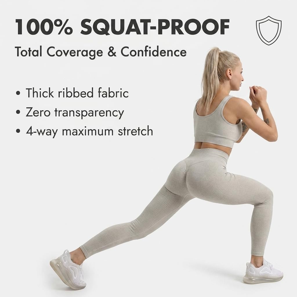 Yogazen Women's Seamless 2-Piece Workout Set – Light Grey