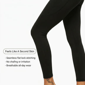 Yogazen Seamless Leggings with Pockets - Black